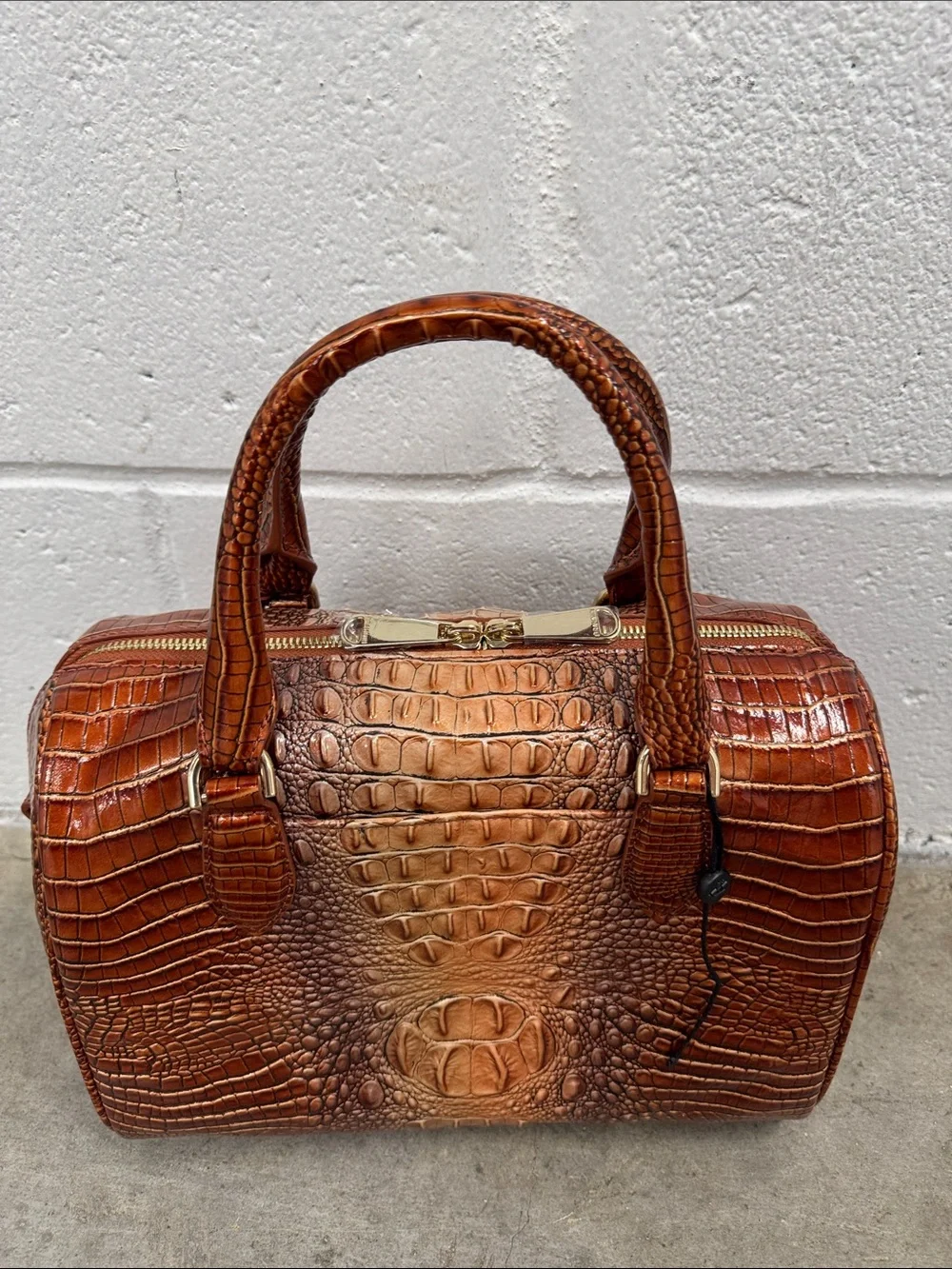 Brahmin “Stacy Pecan Ombre Croc-Embossed Leather Satchel